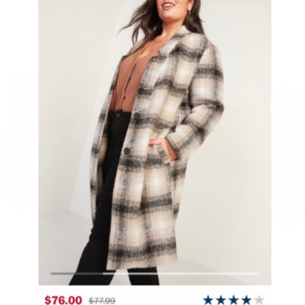 OLD NAVY PLAID COAT SIZE SMALL